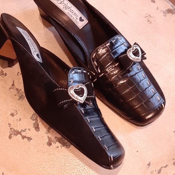 BRIGHTON, Geneva, All Leather, Heeled Mules, made in Italy - Picture 1 of 9